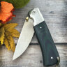 Складной нож "Сибиряк", клинок сталь N690, накладки на рукоять микарта сине-зелёного цвета