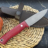 Нож "Шайтан" цельнометаллический, клинок сталь Bohler К340 кованая, рукоять накладки из микарты красного цвета