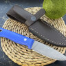 Нож "Шайтан" цельнометаллический, клинок сталь Bohler К340 кованая, рукоять накладки из микарты синего цвета
