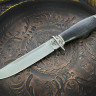 Нож  "Смерш", клинок сталь K340, со следами ковки, рукоять стабилизированная карельская береза черного цвета, литье мельхиор 