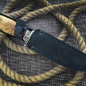 Нож  "Смерш", клинок сталь K340, со следами ковки, рукоять стабилизированная карельская береза, литье мельхиор  