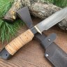 Нож "Бобр", клинок кованая сталь D2, рукоять наборная береста