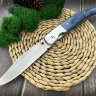 Складной нож "Наваха", клинок сталь 95Х18, накладки на рукоять стабилизированная карельская береза синего цвета