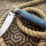 Складной нож "Северный", клинок кованая сталь 95Х18, накладки на рукоять стабилизированная карельская берёза синего цвета