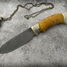 Нож "Филин 2", клинок сталь K340, рукоять стабилизированная карельская береза желтого цвета, литьё мельхиор
